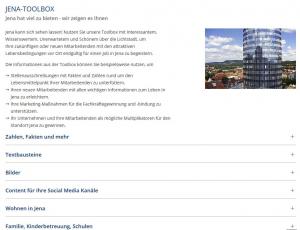 Screenshot der Jena-Toolbox auf der JenaWirtschaft-Website 